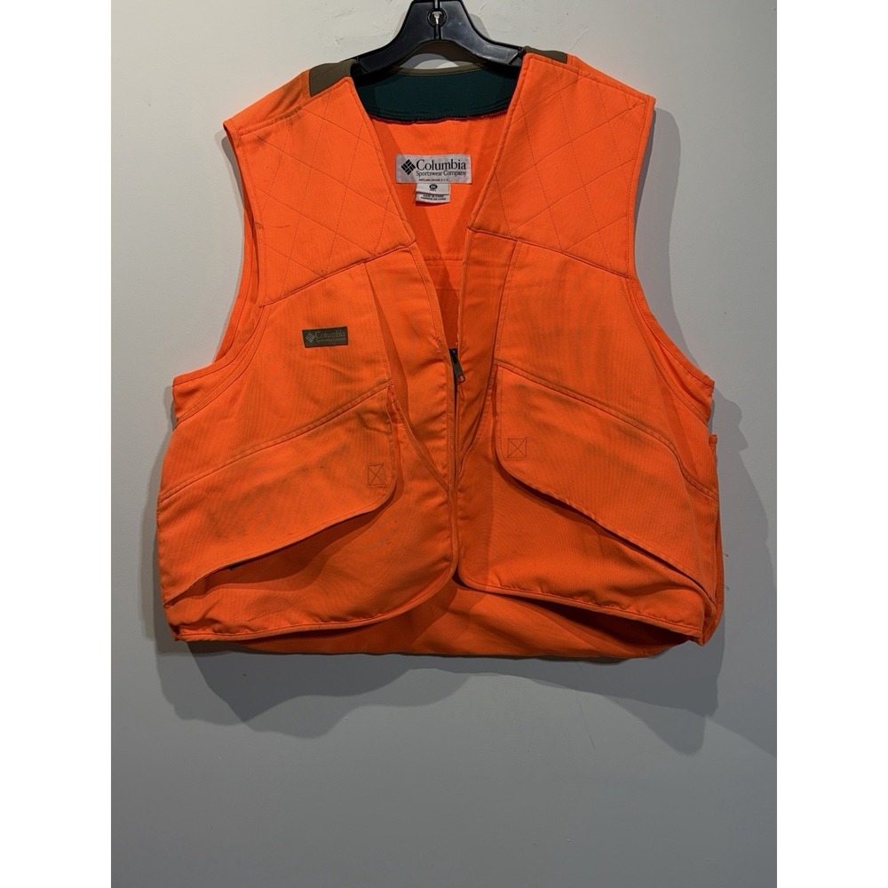 Columbia Blaze Orange Bird Hunting Shooting Safety Vest Mens Size XXL Zip Up